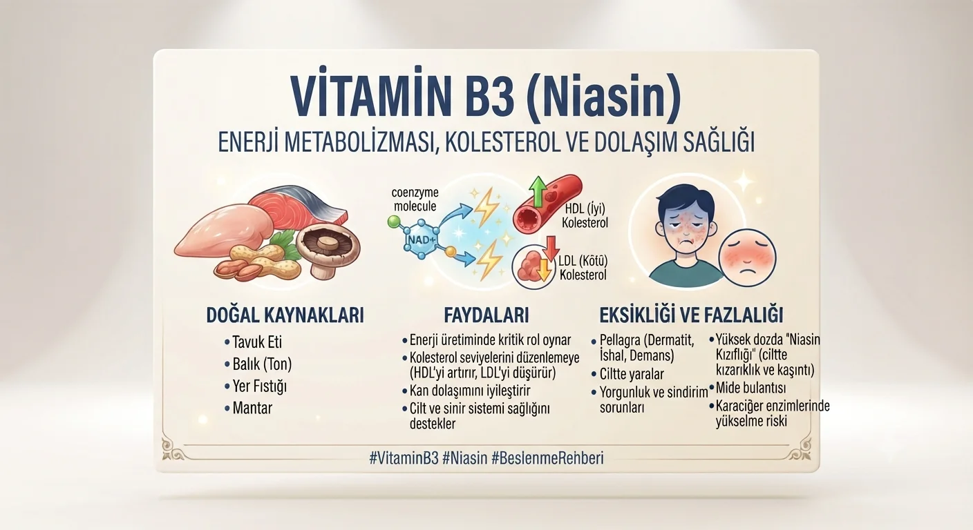 B3 Vitamini (Niasin) Eksikliğinde Ne Olur? Belirtileri ve Nedenleri
