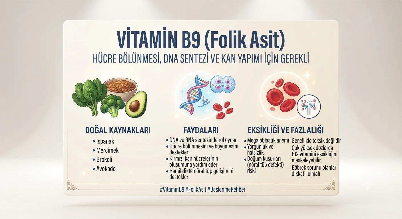 B9 Vitamini (Folik Asit) Faydaları ve Zararları
